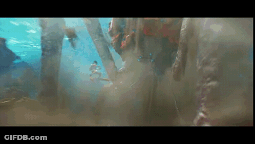 Person Swimming Underwater With Trees GIF