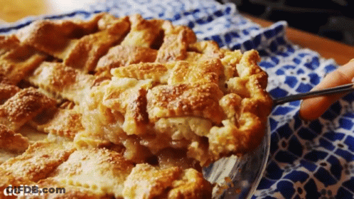 Person Taking Apple Pie Slice With Spoon GIF