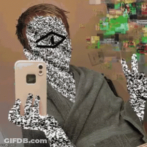 Person Taking Selfie With White Dots On Face GIF