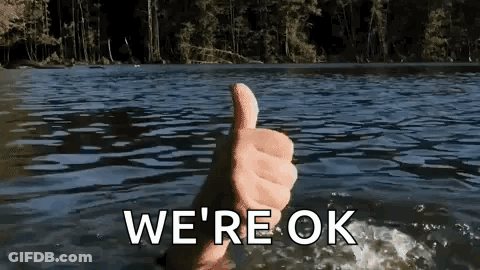 Person Thumbs Up In Water Saying We're Ok GIF