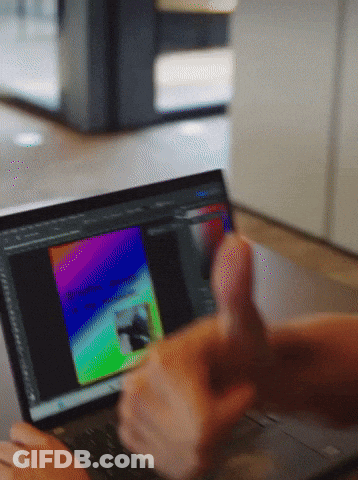 Person Thumbs Up Using Laptop GIF