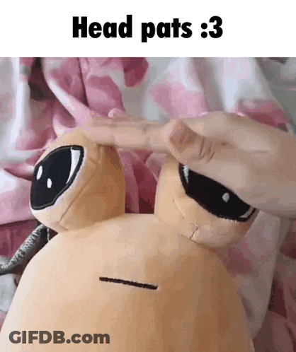Person Touching Stuffed Animal Head With Head Pats :3 GIF