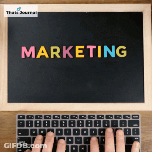 Person Typing At Marketing Blackboard GIF