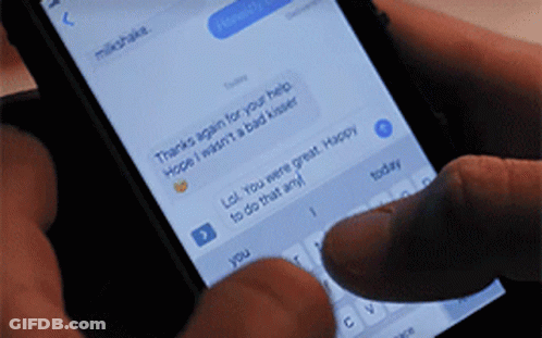 Person Typing On Cell Phone With Mikshake Message GIF