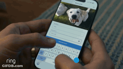 Person Typing On Cell Phone With Ring GIF