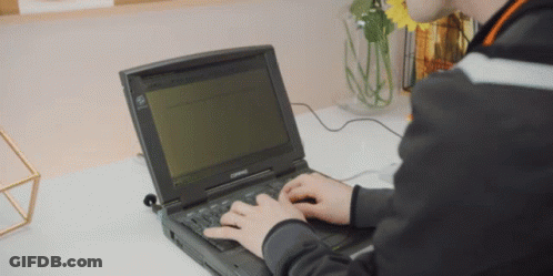 Person Typing On Compaq Laptop GIF
