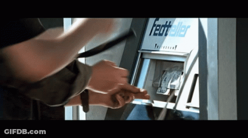 Person Using ATM Saying Feutteller GIF