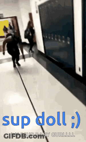 Person Walking Down Hallway Sup Doll GIF
