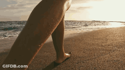 Person Walking On Beach Wet Feet GIF