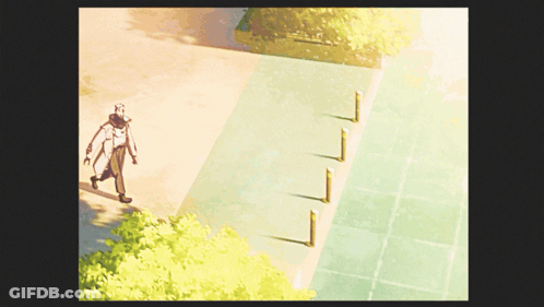 Person Walking On Sidewalk With Tree GIF