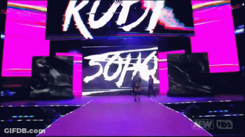 Person Walking On Stage With Kush Screen GIF