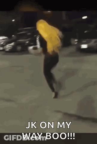 Person Walking Saying JK On My Way Boo GIF