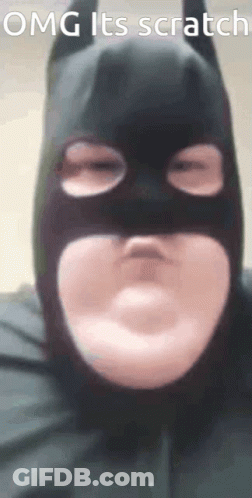 Person Wearing Batman Mask Saying Omg Its Scratch GIF