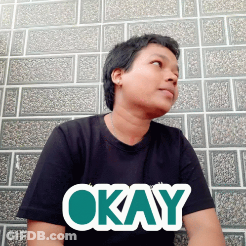 Person Wearing Black Okay Shirt GIF