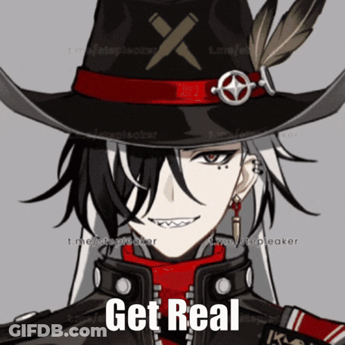 Person Wearing Cowboy Hat Saying Get Real GIF