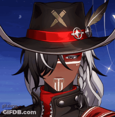 Person Wearing Cowboy Hat With X GIF