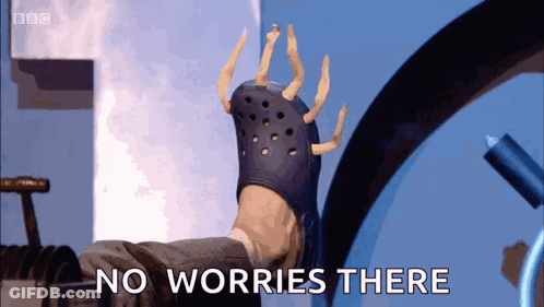 Person Wearing Croc With Claw Saying No Worries There GIF