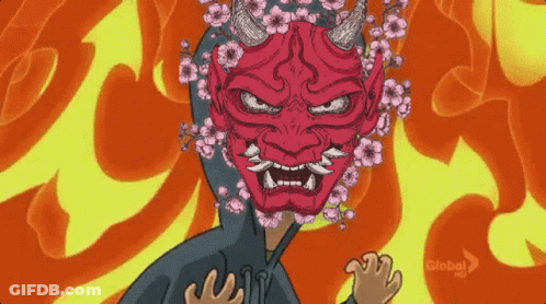 Person Wearing Demon Mask GIF