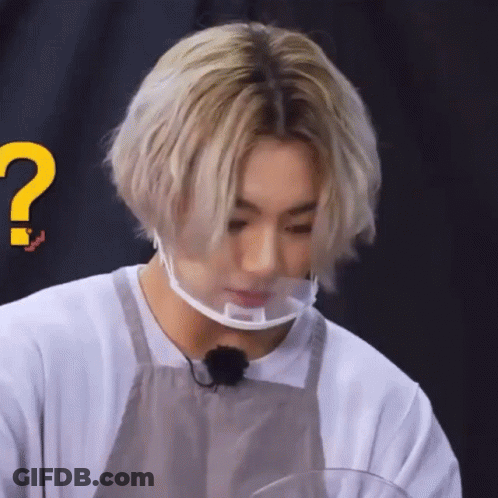 Person Wearing Face Mask And Apron With Question Mark GIF