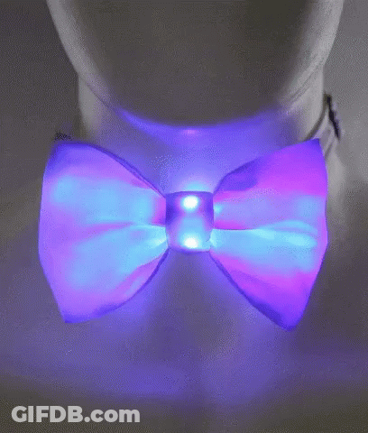 Person Wearing Glowing Green Bow Tie GIF