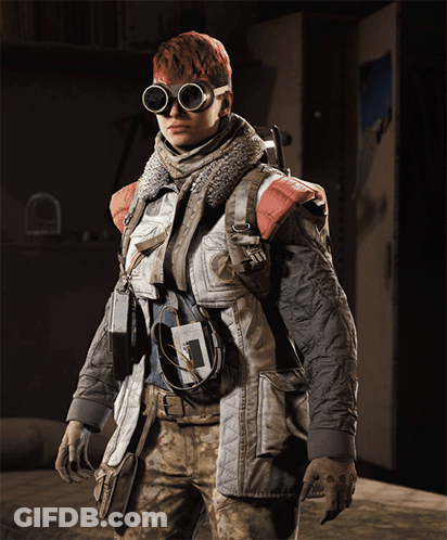 Person Wearing Goggles And Jacket With A Sticker GIF