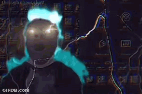 Person Wearing Headphones In Front Of Lightning Screen GIF