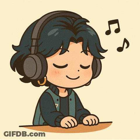 Person Wearing Headphones With Music Notes GIF