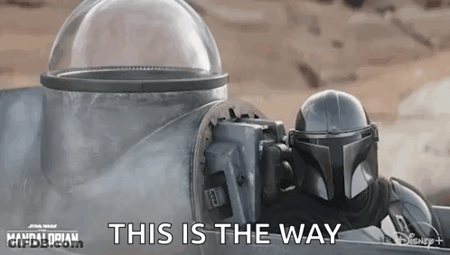 Person Wearing Helmet With This Is The Way GIF