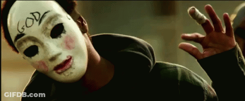 Person Wearing Mask With God On It GIF