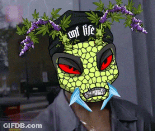 Person Wearing Mask With Hat Saying OMF Life GIF