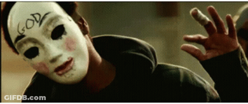 Person Wearing Mask With Word God GIF