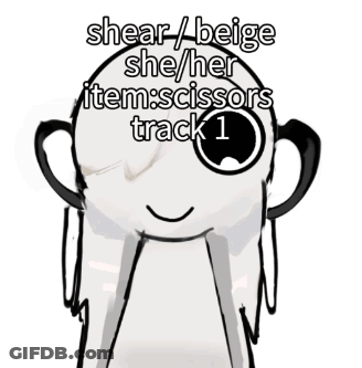 Person Wearing Shear Beige She Her Item Scissors Track 1 GIF