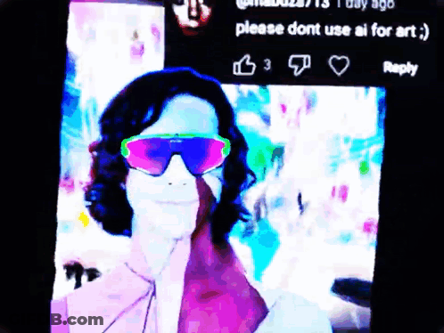 Person Wearing Sunglasses With Reply Not To Use AI For Art GIF