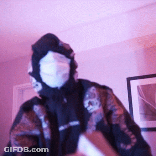 Person Wearing Supreme Mask And Jacket GIF