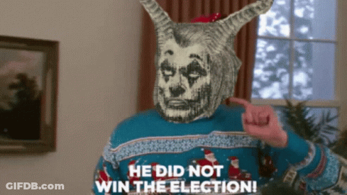 Person Wearing Sweater Saying Did Not Win Election Pointing GIF