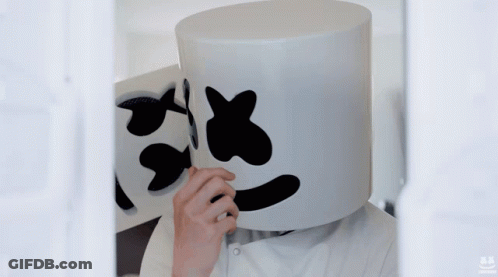 Person Wearing White Marshmallow Mask With Fish GIF