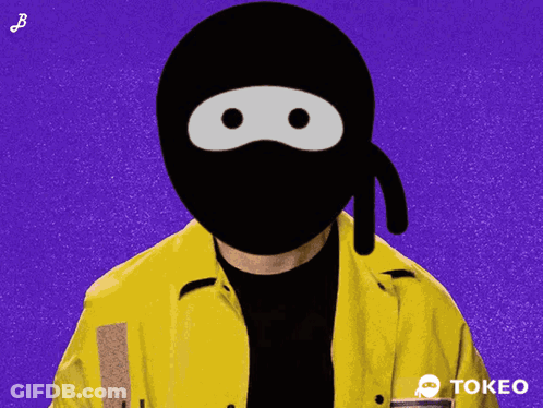 Person Wearing Yellow Jacket Black Mask Saying Tokeo GIF