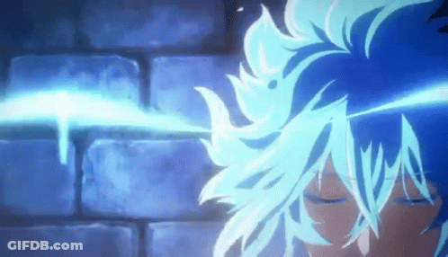 Person With Blue Hair And Glowing Eyes GIF