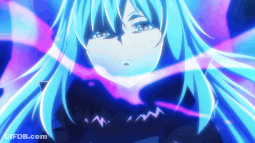 Person With Blue Hair And Purple Background GIF