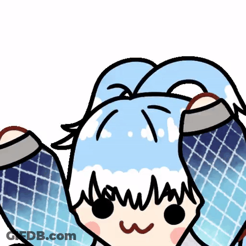 Person With Blue Hair And Smiley Face GIF