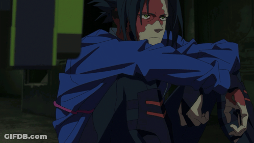 Person With Blue Jacket And Red Face Paint GIF