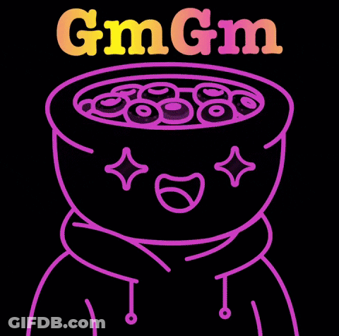 Person With Bowl Of Food Saying Gm Gm GIF