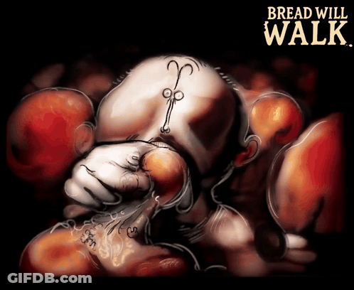 Person With Boxing Gloves Saying Bread Will Walk GIF