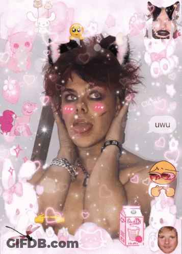Person With Cat Ear And Carton Of Milk GIF