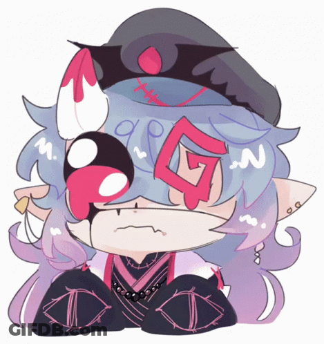 Person With Crown And Red Square On Eye GIF
