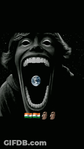 Person With Earth Coming Out Of Mouth GIF