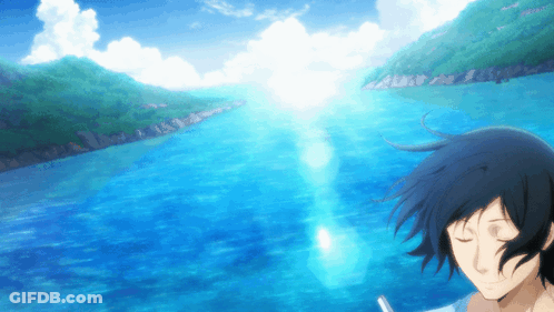 Person With Eyes Closed Over Water GIF