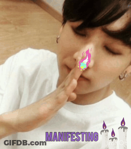 Person With Flame On Nose Manifesting In Purple GIF