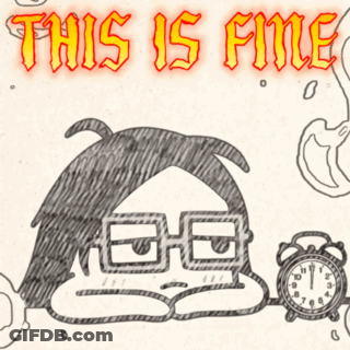 Person With Glasses And Alarm Clock Saying This Is Fine GIF