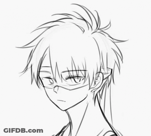 Person With Glasses Black And White Drawing GIF